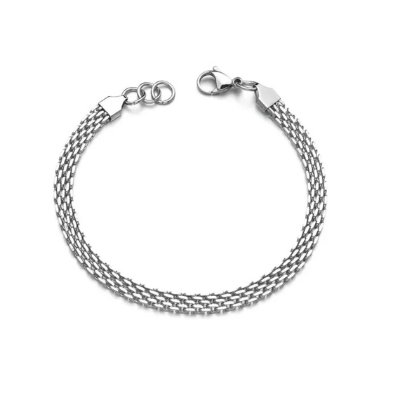 Stainless Steel Chunky Twisted Rope Chain Bracelet - Picture 3 of 9